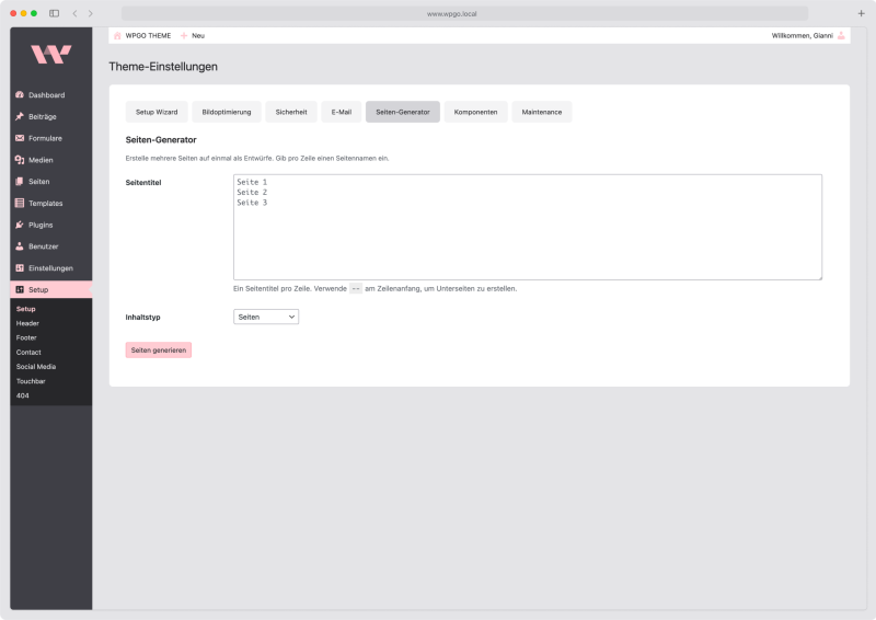 Page Bulk Generator